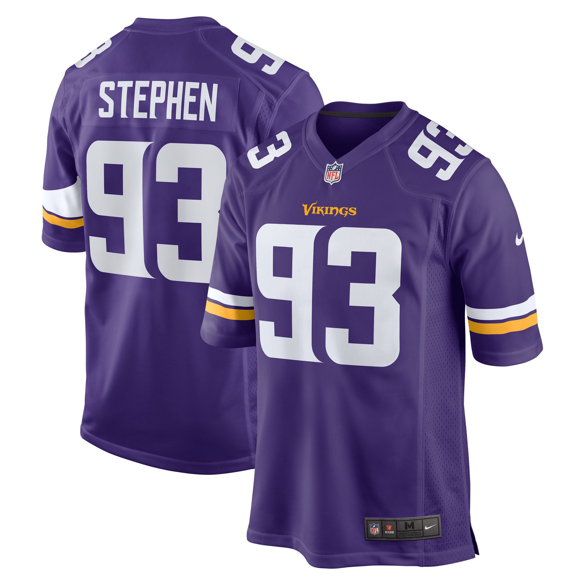Men Minnesota Vikings 93 Shamar Stephen Nike Purple Game Retired Player NFL Jersey